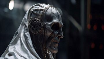 Картинка фэнтези роботы +киборги +механизмы нейросети графика нейроарт ai art нейронные сети рисунки нейро искусство лицо