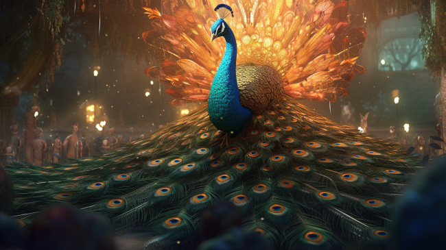 Обои картинки фото рисованное, животные, павлин