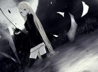 Картинка аниме *unknown другое девушка цепи вода ночь луна