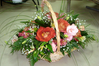 Картинка цветы букеты композиции букет корзина розы
