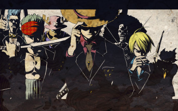 Картинка аниме one piece peace sanji monkey d luffy roronoa zoro usopp chopper franky brook