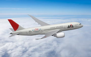Картинка boeing 787 dreamliner jal авиация 3д рисованые graphic полет небо лайнер