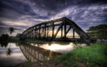 Картинка города мосты мост река облака