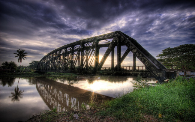 Обои картинки фото города, мосты, мост, река, облака