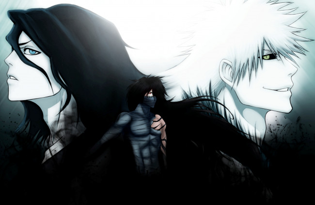 Обои картинки фото аниме, bleach, kurosaki, ichigo, mugetsu, zangetsu