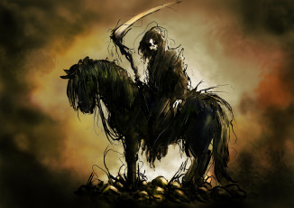 Картинка фэнтези нежить лошадь коса