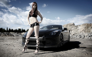 обоя автомобили, авто, девушками, nissan