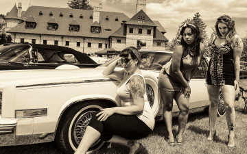 обоя автомобили, авто, девушками, cadillac