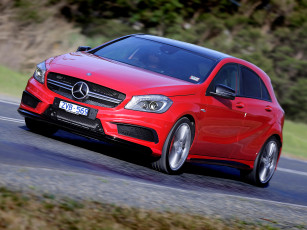 Картинка автомобили mercedes-benz красный 2013г amg au-spec w176 a 45