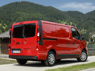обоя автомобили, opel, biturbo, van, vivaro, красный, 2014г