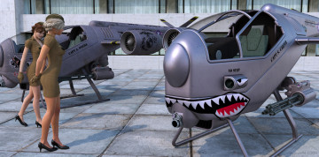 Картинка 3д+графика фантазия+ fantasy самолеты девушки