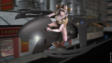 Картинка 3д+графика _science+fiction девушка полет