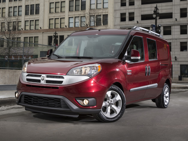Обои картинки фото автомобили, dodge, 2015г, красный, wagon, ram, promaster, slt, city