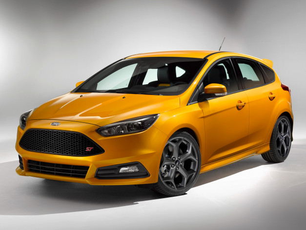 Обои картинки фото автомобили, ford, focus, st, 2014г, желтый