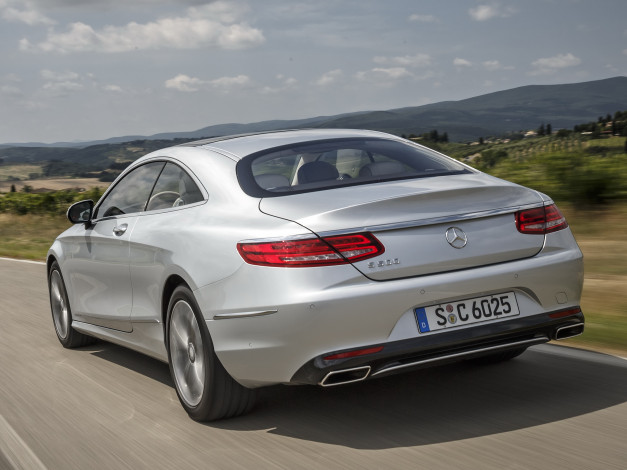 Обои картинки фото автомобили, mercedes-benz, 2014г, светлый, c217, 4matic, coupе, s, 500