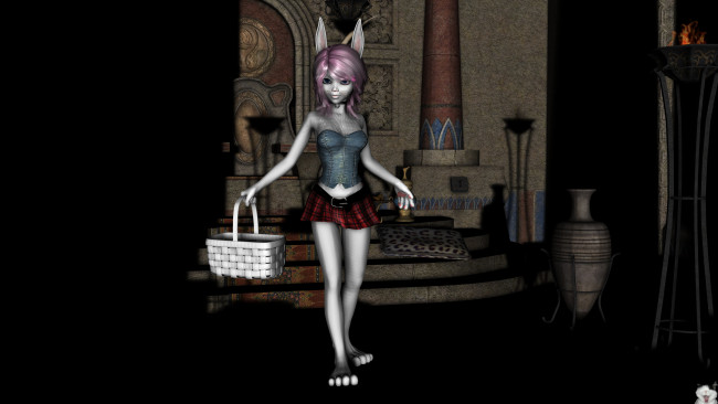 Обои картинки фото 3д графика, фантазия , fantasy, девушка, корзина