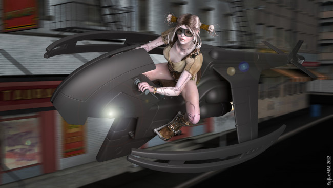 Обои картинки фото 3д графика, _science fiction, девушка, полет