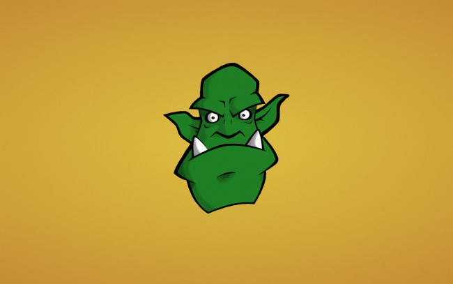 Обои картинки фото рисованные, минимализм, orc, орк, голова, монстр, морда, клыки, зеленый