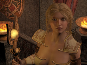 Картинка 3д+графика фантазия+ fantasy шест фон взгляд девушка