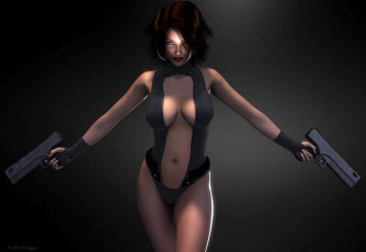 Картинка 3д+графика люди+ people оружие фон взгляд девушка