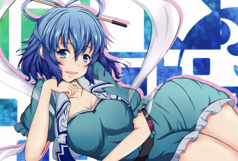 Картинка аниме touhou девушка kaku seiga арт лежит взгляд