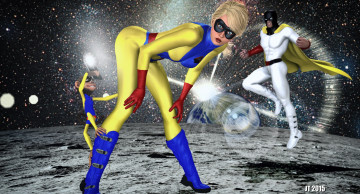 Картинка 3д+графика фантазия+ fantasy девушка взгляд фон супермен обезьяна