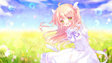 Картинка аниме unknown +другое цветы луг лето девочка арт yuduki