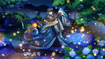 Картинка аниме unknown +другое suishou shizuku девушка ночь огоньки танец озеро арт kirino kasumu