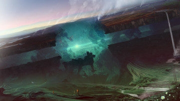 Картинка фэнтези иные+миры +иные+времена свечение ядро фантастика земля