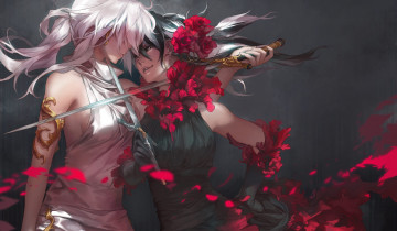 Картинка аниме оружие +техника +технологии девушки carciphona shilin tango цветы арт