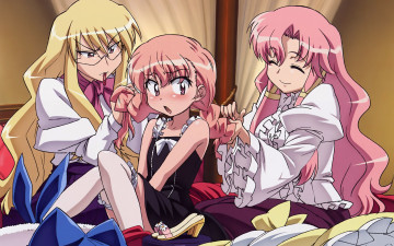 Картинка аниме zero+no+tsukaima туфли волосы девушки косичка комната пижама