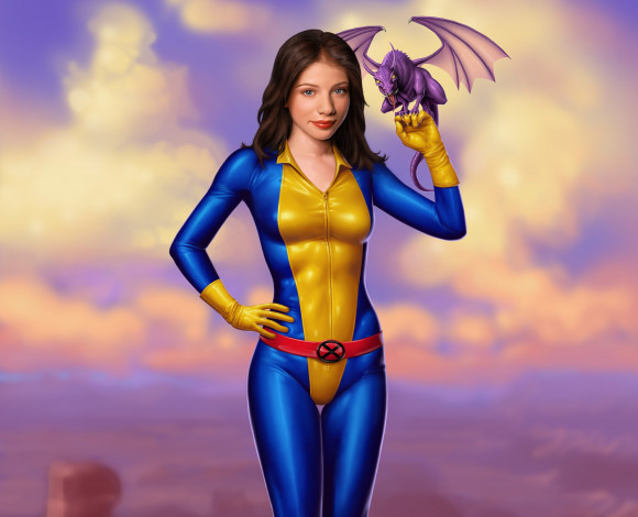 Обои картинки фото 3д графика, фантазия , fantasy, девушка, взгляд, фон, дракон