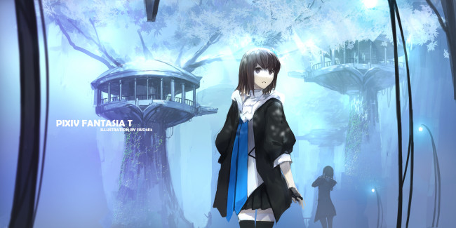 Обои картинки фото аниме, pixiv fantasia, pixiv, fantasia, девушка, деревья, арт, swd3e2