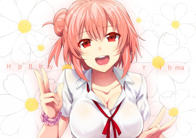 Обои картинки фото аниме, oreimo, цветы, akino, sora, девушка, арт, yuigahama