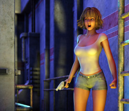 Картинка 3д+графика люди+ people фон взгляд девушка оружие