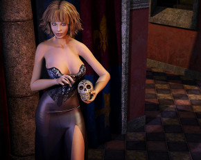 Картинка 3д+графика ужас+ horror девушка взгляд фон