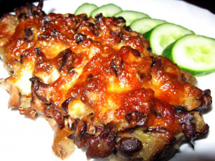 Картинка еда мясные+блюда запеченное ломтики огурец мясо