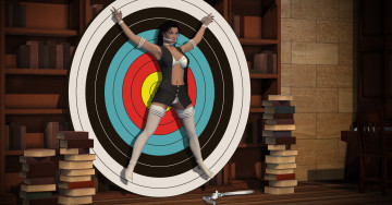 Картинка librarian+at+risk 3д+графика фантазия+ fantasy фон взгляд девушка