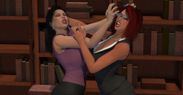 Картинка librarian+at+risk 3д+графика фантазия+ fantasy фон девушки взгляд