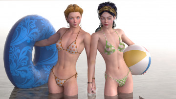 Картинка 3д+графика люди+ people девушки фон взгляд