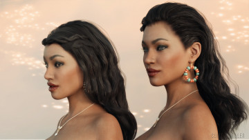 Картинка 3д+графика портрет+ portraits фон взгляд девушки