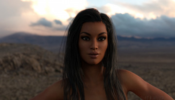 Картинка 3д+графика портрет+ portraits девушка взгляд фон