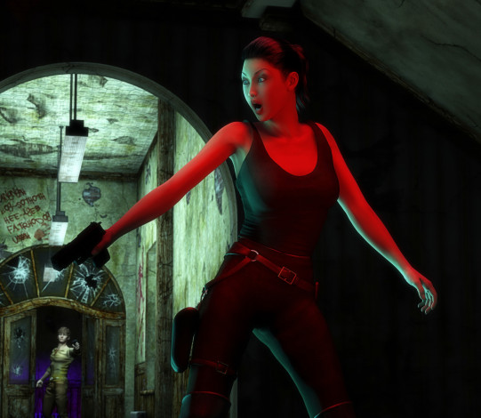 Обои картинки фото 3д графика, фантазия , fantasy, фон, взгляд, девушка, оружие