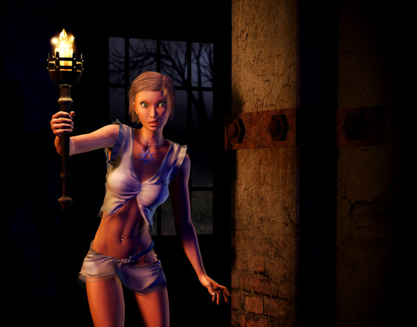 Обои картинки фото 3д графика, фантазия , fantasy, взгляд, фон, девушка