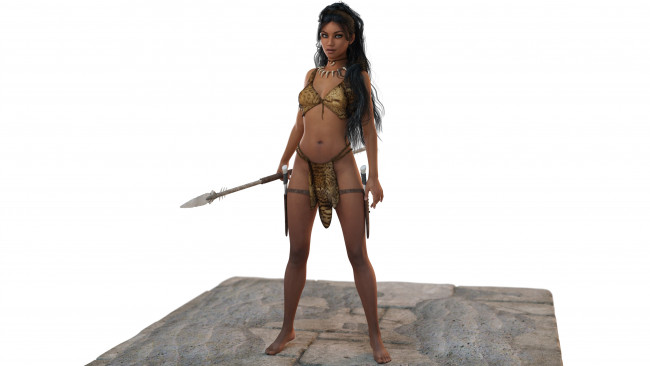 Обои картинки фото 3д графика, амазонки , amazon, девушка, копье, фон, взгляд