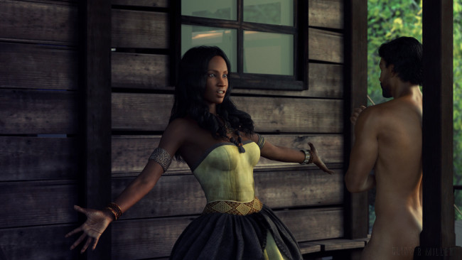 Обои картинки фото 3д графика, люди , people, девушка, взгляд, фон