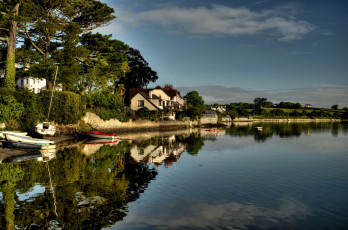 Картинка природа реки озера дом река лодки