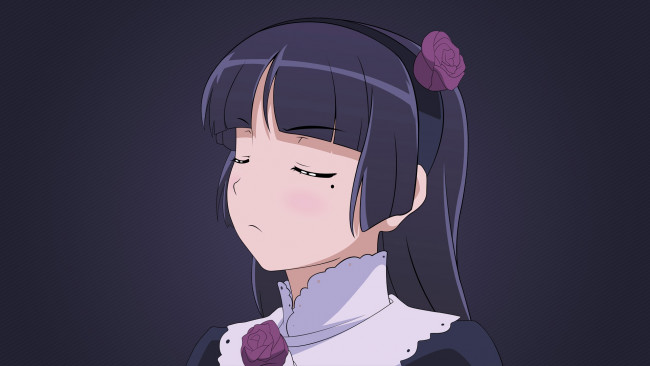 Обои картинки фото аниме, oreimo, девушка, фон, взгляд