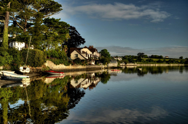 Обои картинки фото природа, реки, озера, дом, река, лодки