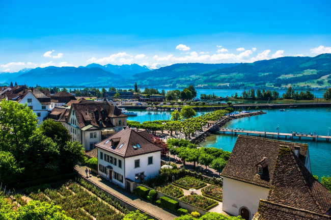 Обои картинки фото города, - панорамы, здания, море, горы